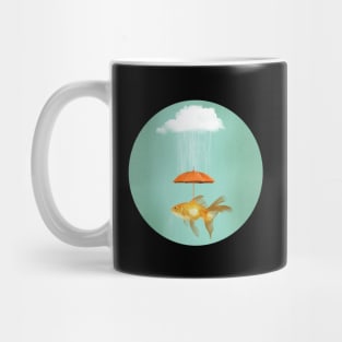 Under a Cloud - Cloud, Rain Umbrella Goldfish Mug